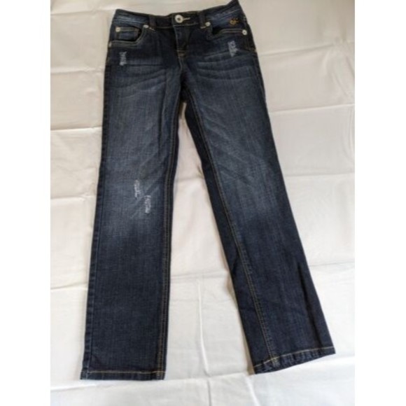 Justice Blue Denim Jeans Girls size 10R Capris Set of 3 Distressed Dark Wash - Picture 5 of 14